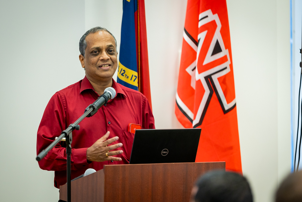 KP Sandeep at podium